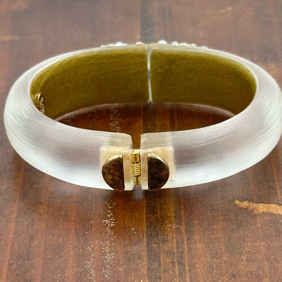 Authentic Alexis Bittar Lucite Crystal Hinged Bangle Bracelet - Picture 3 of 5